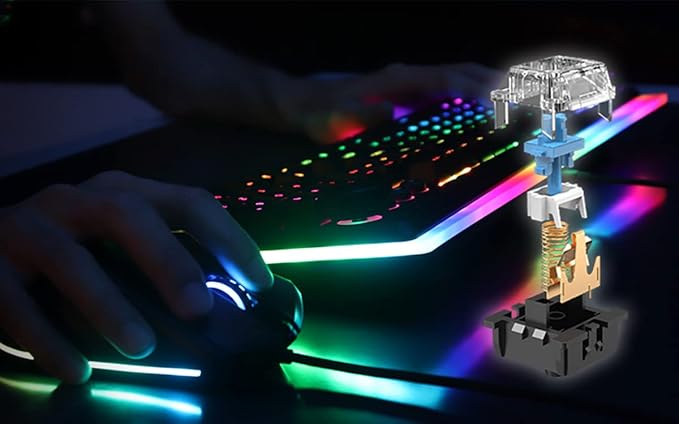i-rocks K71M RGB Mechanical Gaming Keyboard with Media Control Knob, Switches (Blue), 107 Keys w/Full NKRO, PBT Keycaps, Multimedia Hotkeys, Detachable USB-C Cable and Onboard Storage, Black