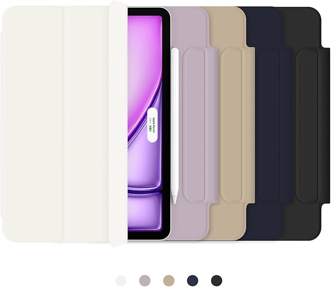 for iPad Air 13 inch M4/M3/M2 Case (2026/2025/2024,Model A3268/A3269/A3271), Auto Sleep/Wake and Magnetic Closure, Slim Trifold Stand Case, PU Leather Cover, Support Apple Pencil Pro, White