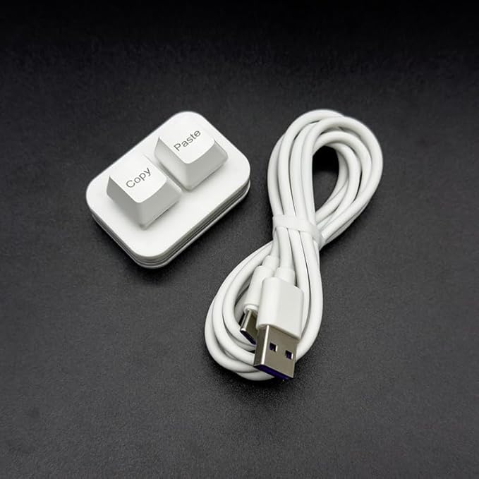 Sanjimida USB Mini 2-Key Copy and Paste Keyboard - Programmable Macro, Hot Swappable Mechanical With 1.5 Meter USB Data Cable (White)