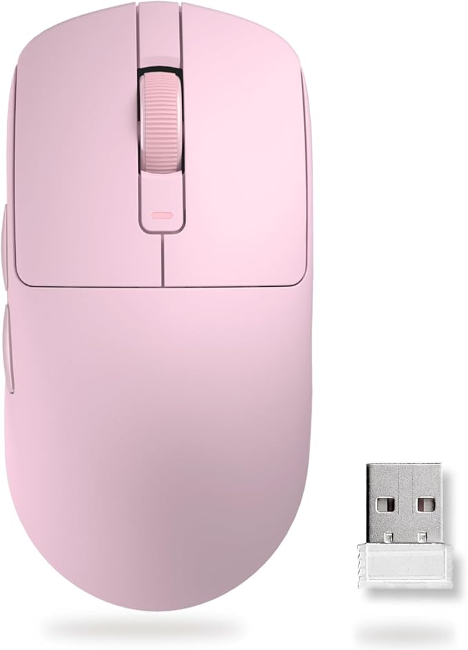 RK ROYAL KLUDGE RK M30 Wireless Gaming Mouse, 24000 DPI, 43g Ultra-Lightweight, PAW3311 Sensor, 2.4G/Bluetooth/USB-C Rechargeable Wireless Mouse with 5 Programmable Buttons for PC/Mac, Pink