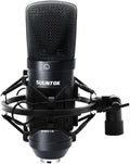 SUUNTOK XLR Condenser Microphone Recording Microphone for PC Computer Home Studio Cardioid Podcast Mic Kit for Streaming, ASMR, YouTube, Voice-Over, Gaming, Vocal (Black)