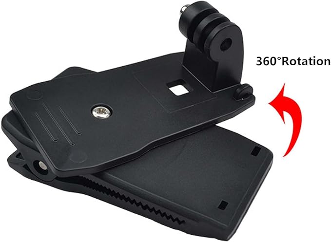 2 Pack 360 Rotation Backpack Fast Clip Clamp Mount for Gopro Hero 13, 12, 11, 10, 9, 8, 7, 6, 5, 4, Session, 3+, 3, 2, 1, Hero (2018) for DJI Osmo and Other Action Cameras