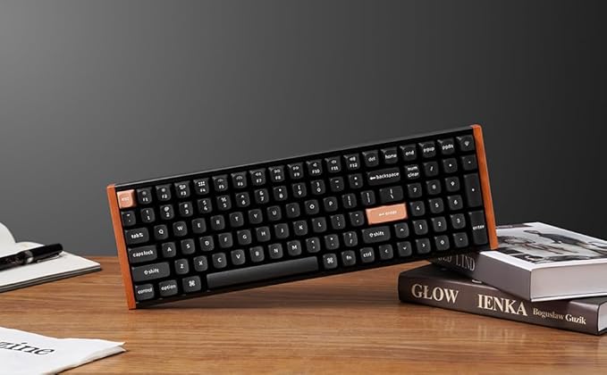 Keychron K4 HE QMK Wireless Gaming Custom Mechanical Keyboard, 2.4 GHz/Bluetooth/Wired 96% Layout Hot-Swappable Programmable RGB Backlit Gateron Magnetic Switches for Mac Windows, Wood Frame-Black