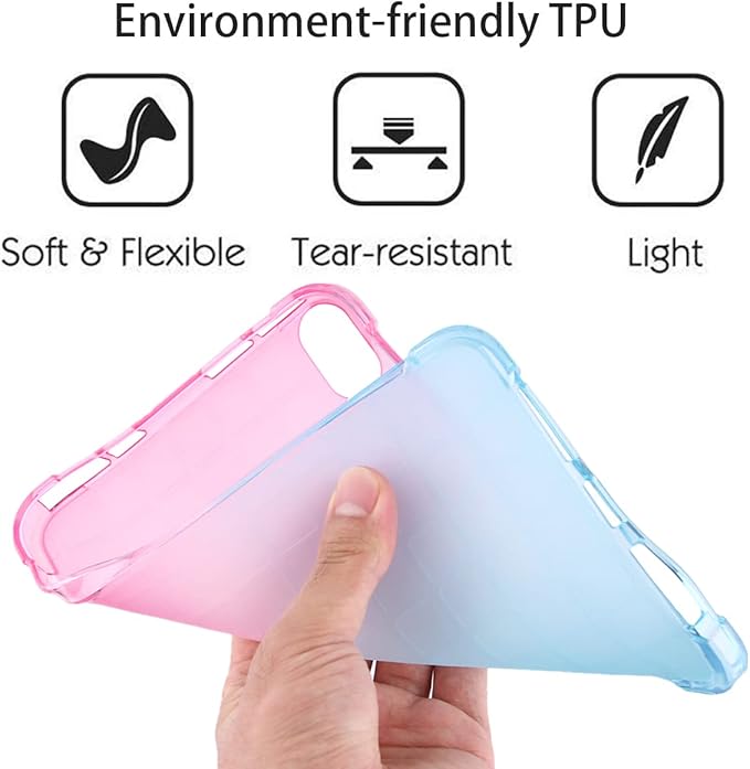 for iPad (A16) 11th Generation 11" 2025 & iPad 10th Generation Case 10.9 inch 2022, Lightweight Thin Translucent Soft TPU Back Shockproof Matte Clear Silicone Gradient Shell, Pink & Green