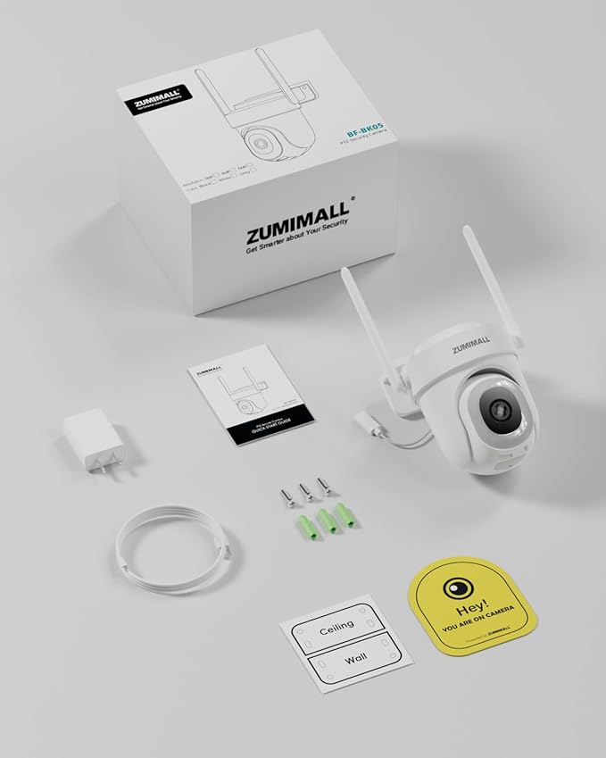 ZUMIMALL 2.5K Wired Cameras for Home Security, 2.4G/5G WiFi Outdoor Security Camera, 5MP, 24/7 Recording, AI Motion Detection, Cloud & SD Card Storage, 2-Way Audio, 360° PTZ Auto Tracking - 2-Pack