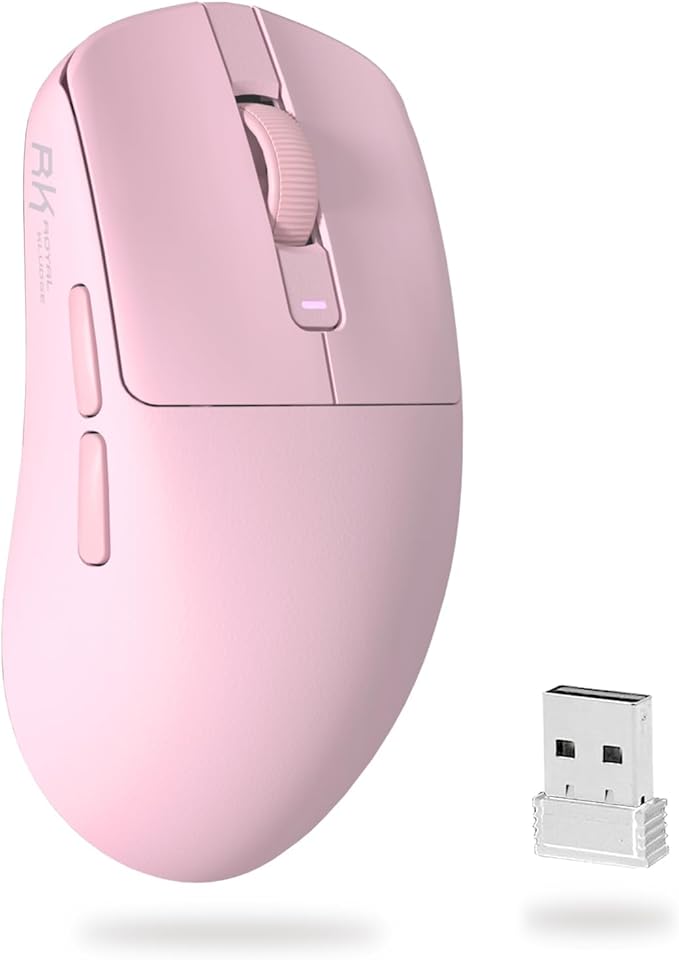 RK ROYAL KLUDGE RK M30 Wireless Gaming Mouse, 24000 DPI, 43g Ultra-Lightweight, PAW3311 Sensor, 2.4G/Bluetooth/USB-C Rechargeable Wireless Mouse with 5 Programmable Buttons for PC/Mac, Pink
