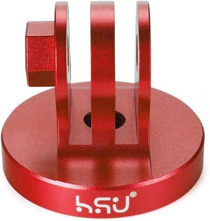 HSU Aluminum Tripod Mount Adapter for GoPro, Hero 12/11/10/9/8/7/6/5/4/3 Action Camera Monopod Mount with Thumbscrew (Red)