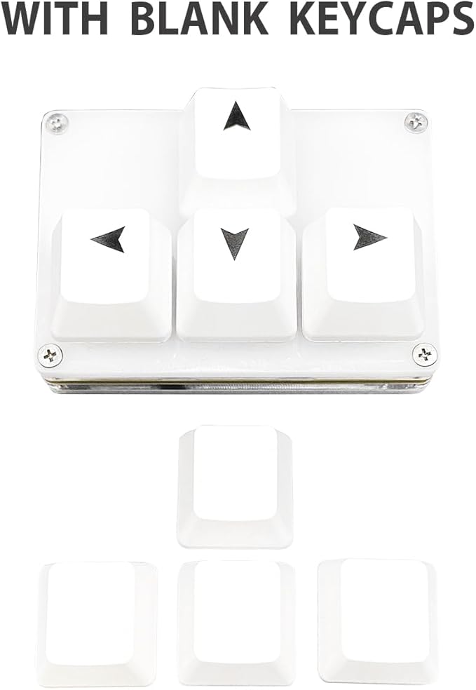 BTXETUEL Mini 4-Key Keyboard WASD Arrow Key Keycaps One-Handed Mechanical Gaming Programmable USB-C Customized Keyboard for Working or Gaming (White, Arrow Keycaps 1)