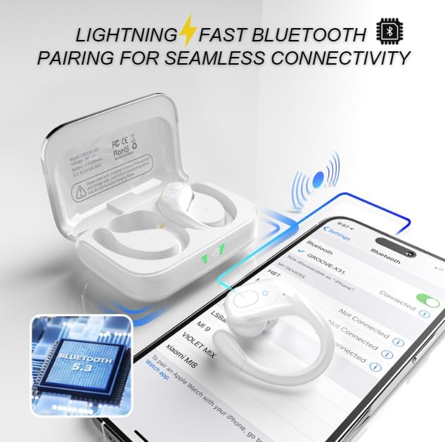 Groove Electronics Wireless Bluetooth Earbuds with Charging Case | Wireless Sports Earbuds | Running Ear Phones | White