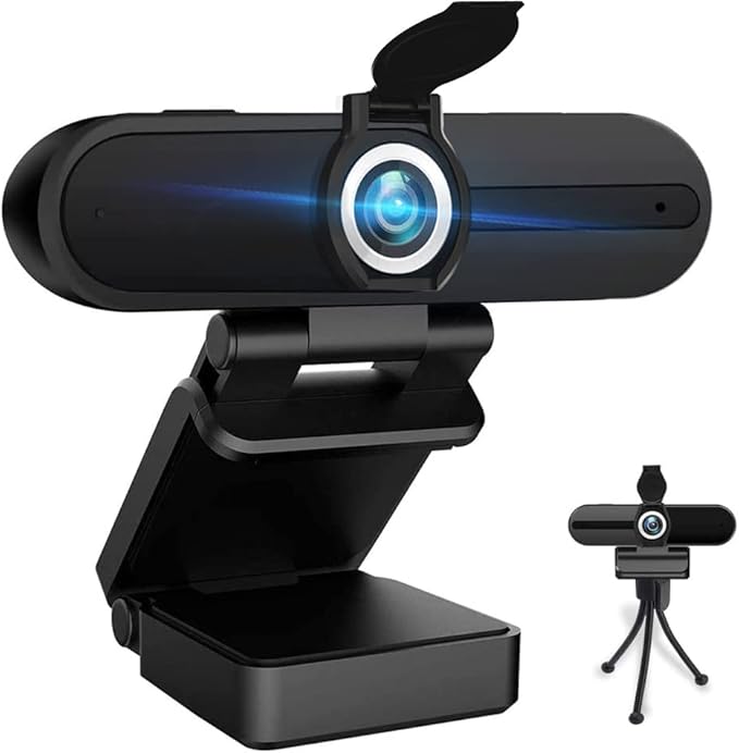 4K Webcam with Microphone, 8MP Laptop PC Desktop Computer Web Camera, USB Webcams for Video Calling Recording Streaming Video Conference, Webcam with Tripod，Privacy Shutter