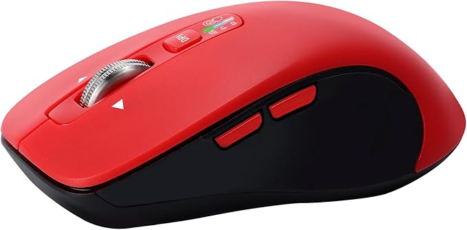 CITLLA Wireless Bluetooth Mouse (USB + BT1 + BT2), Full Size, 4-Way Scrolling, Multi-Device Silent Mouse for Computer, Laptop, iPad, MacBook (Red)