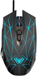 Mechnical E-Sports Gaming Mouse - USB 7 Programmable Buttons Mice with 2400 Adjustable DPI- Wired Connection-Breathing Light (Black)