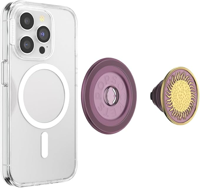 PopSockets Phone Grip for MagSafe, Magnetic Holder, Phone Stand, Enamel - Enamel Sun Fire