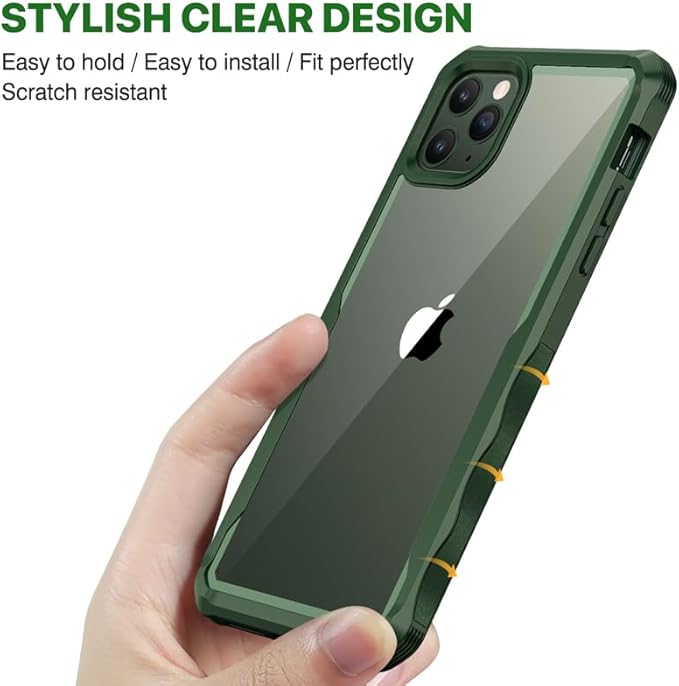 CENHUFO Privacy for iPhone 11 Pro Max Case, Full Body Phone Case with Built-in 9H Tempered Glass Privacy Screen Protector and Camera Lens Protector, Anti Peep Shockproof Bumper Clear Cover - Green