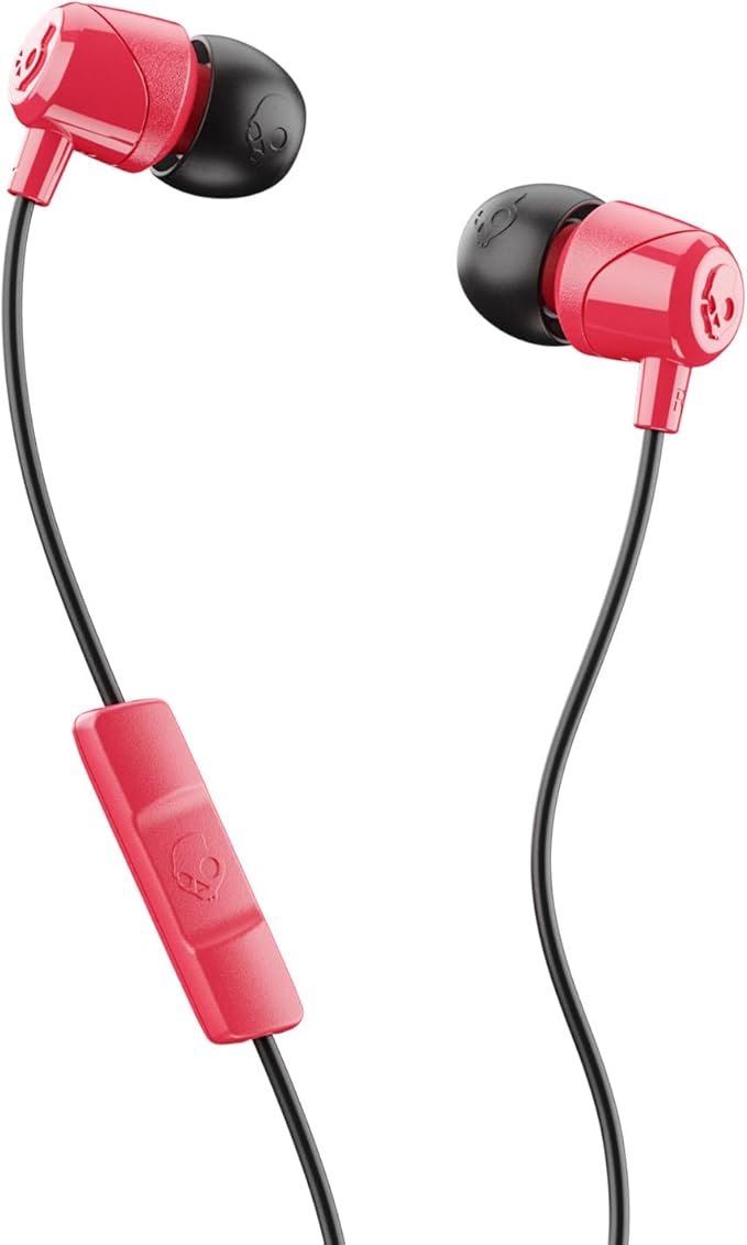 Skullcandy Jib Wired Earbuds with 3.5mm AUX Plug, Noise Isolating Fit, In-Line Microphone Call and Track Control, Convenient for Travel - Red