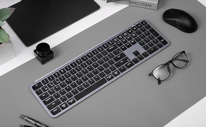 Keychron B6 Pro Full-Size Ultra-Slim Wireless ZMK Custom Keyboard, Triple-Mode 2.4 G/Bluetooth 5.2/Wired Programmable, Lightweight Quiet Key with Numeric Keypad for Mac/Windows, Space Gray