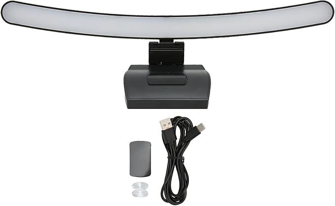 Luqeeg Curved Monitor Light Bar, Computer Monitor Lamp, Touch Dimming Screen Light Bar LED Monitor Light Reading Light with 3 Color Temp Modes & 7 Color RGB Adjustable for Office Home