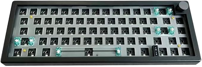 BOYI GMK67Pro Keyboard Barebones Kit,QMK/VIA Programmable BT5.0/2.4G/Type-C Tri-Mode Wireless RGB Gasket Mounted 65% Mini Custom RGB Mechanical Keyboard with Knob DIY Kit(Black)