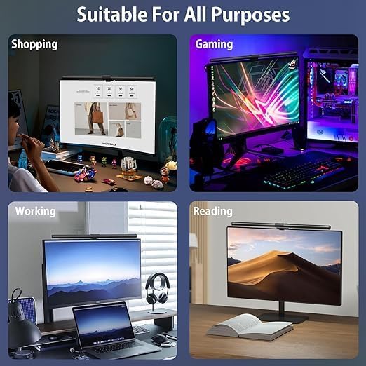 OOWOLF 7.5W 20.1" Computer Monitor Light Bar with Remote Control Backlight, Eye-Care CRI≥98 Stepless Dimming Brightness and Color Temperature, No Screen Glare Computer Monitor Lamp for Office Gaming