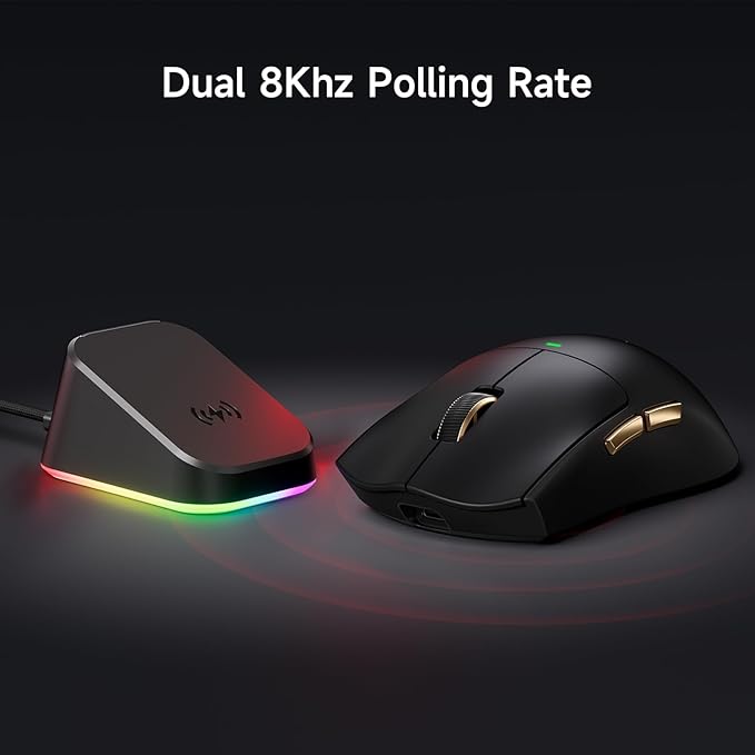 MCHOSE K7 Ultra Gaming Mouse Wireless, 59g Ultra-Lightweight, PAW3950 Sensor, 8000Hz Polling Rate, 42K DPI, 5 Programmable Buttons, 120 Hours of Playtime, Magnetic Wireless Charging Dock Black