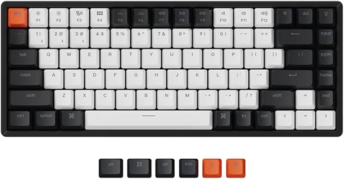 Keychron K2 75% Layout 84 Keys Hot-swappable Bluetooth Wireless/USB Wired Mechanical Keyboard with Super Red Switch/Double-Shot Keycaps/RGB Backlight/Aluminum Frame for Mac Windows Version 2