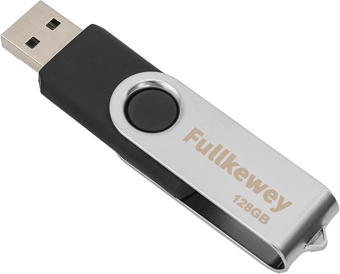 16G/32G/64G/128G Flash Drive, Fullkewey Thumb Drive 2.0, High Speed Memory Stick, USB Drive, Rotated Design, Black/Blue/White (Black, 64, GB)