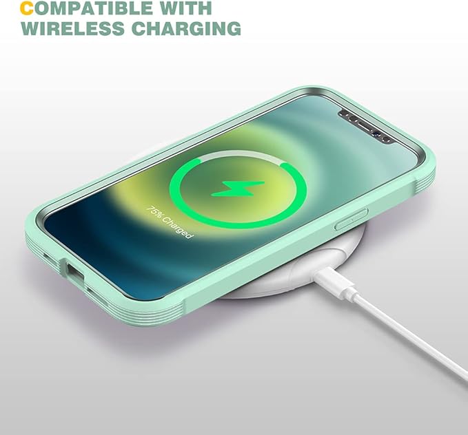 Diaclara Designed for iPhone 12/12 Pro Case, Full Body Rugged with Built-in Touch Sensitive Anti-Scratch Screen Protector, Soft TPU Bumper for iPhone 12/12 Pro 6.1" (Pistachio Green)