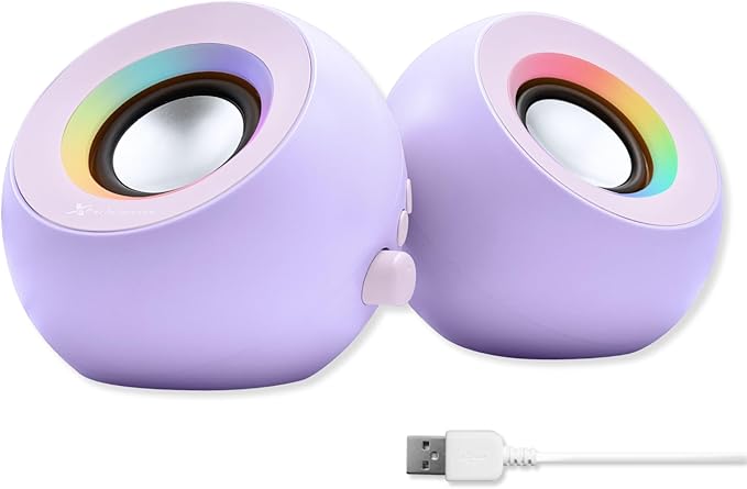X9 Performance Purple Computer Speakers for Desktop PC with RGB Lighting, Bluetooth, USB, and AUX - Triple Mode Connection, Dual 2.25" Drivers for Work and Play - Bluetooth PC Speakers - Purple