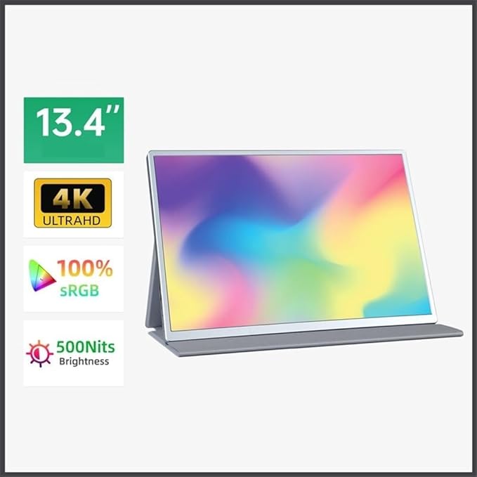 Portable Monitors 13.4-inch 60Hz 500nits 4K Portable Display for Laptops Mobile Phones Game Consoles Extended Screen