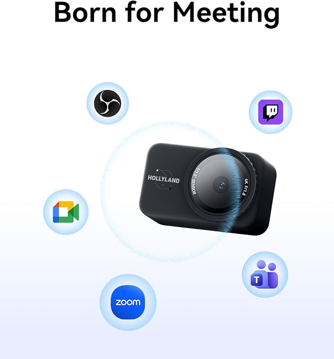 Hollyland Lyra Webcam UHD 4K Webcam for PC, 1/1.5" Sensor, Auto Framing, PDAF, Control for Live Streaming, Video Calls, Gaming, Works with Zoom, Teams, Twitch & More