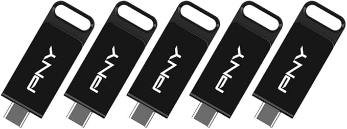 PNY Elite Type-C 64GB USB 3.2 Flash Drive – Up to 120MB/s Read, Up to 10x Faster Write Than USB 2.0, Reliable Design, Durable & Portable for Everyday Store & Share, Type-C Connector, 5-Pack