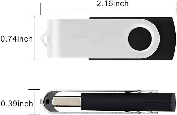 Aiibe 32GB USB Flash Drive 2 Pack Thumb Drive 32GB Flash Drive USB 2.0 Memory Sticks Swivel Jump Zip Drives (Black)