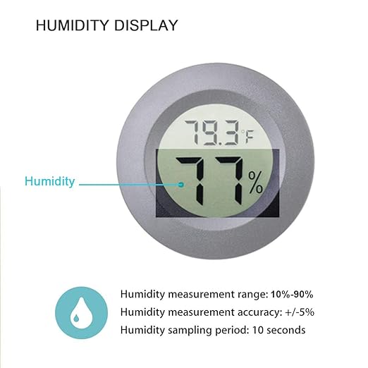 2-Pack Mini Hygrometer Thermometer Fahrenheit or Celsius Meter Digital LCD Monitor Indoor Room Round Humidity Temperature Gauge for 3D Printers Guitar Case Greenhouse Babyroom Reptile Incubator