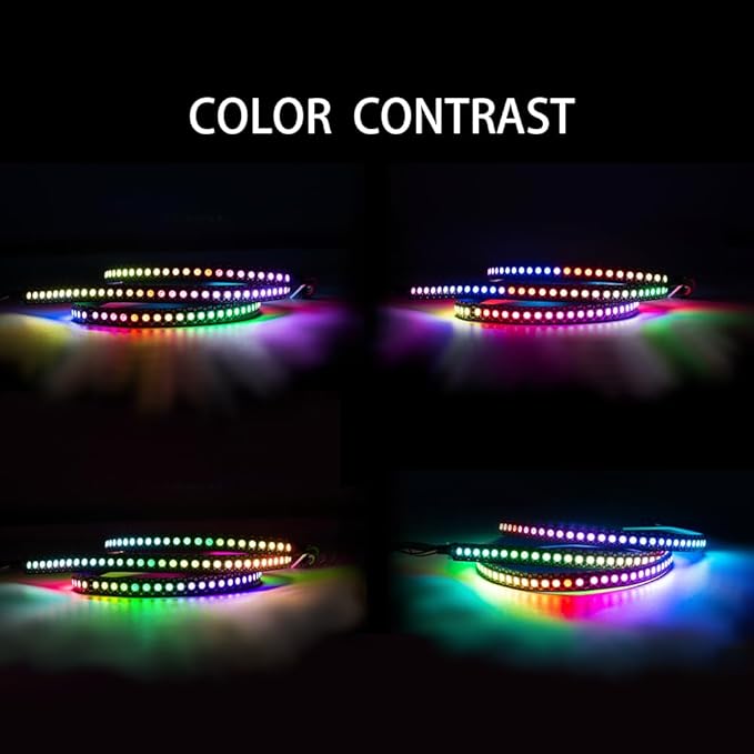 WS2812B RGB LED Strip, Individually Addressable LED Strip, Chasing Effects Dream Color 5050SMD 3.2FT 144 LED Pixel Strip Rope Light DC 5V (White PCB 1M 144Pixels/m Waterproof IP67)