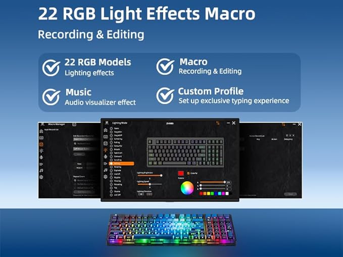 ZORNHER ZH980 Mechanical Keyboard,95% Blue Creamy Keyboard with Number Pad,Hot-Swappable Custom Gaming Keyboard,Shine Through Dye Sublimation PBT Keycaps,Creamy Sounding Linear Switches