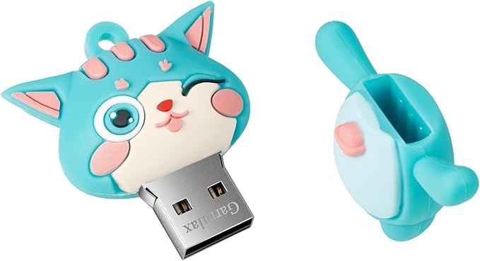 USB Flash Drives,Waterproof Silicone USB2.0 High Speed Thumb Memory Stick Pen Date Storage Pendrive U Disk (64GB,Green Cat)