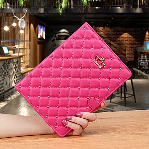 Changjia for iPad Pro 11-inch Case (4th/3rd/2nd/1st Gen), Cute Crown Bling Diamond PU Leather Smart Auto Sleep/Wake Stand Shockproof Case, Rose Red