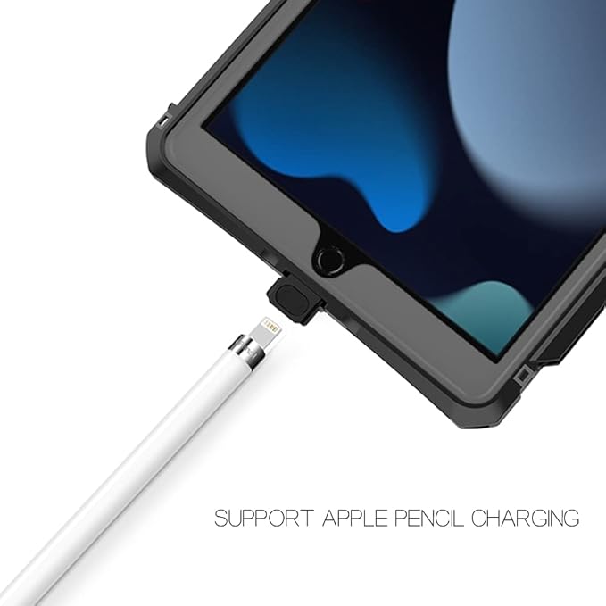 10.2 Waterproof Case Compatible with iPad 9th 8th 7th Generation 2021/2020/2019, Built-in Screen Protector with Strap Stand Pencil Holder, Full Body Heavy Duty Protective Shockproof