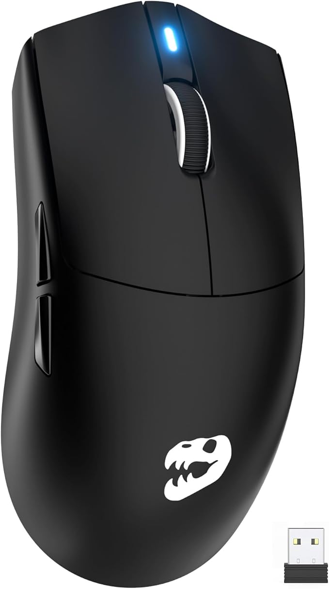 J-Tech Digital Wireless Mouse for Gaming-Designing-Work, 47g Ultra Lightweight, 200 to 24000 DPI, Tri-Mode 2.4G/USB-C/Bluetooth with DIY Sticker 120-hour Rechargeable Battery, Symmetrical Design