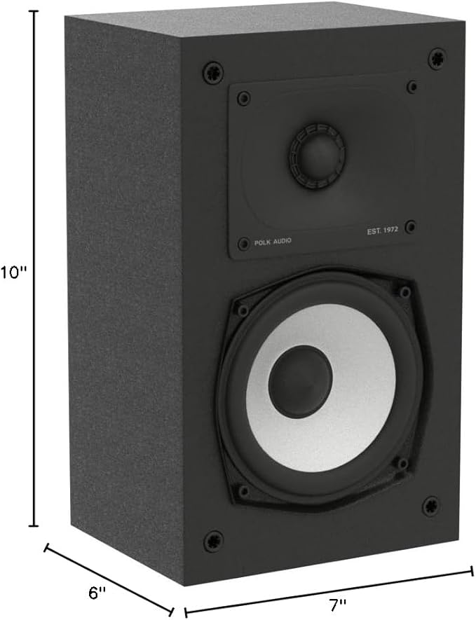 Polk Monitor XT15 Pair of Bookshelf or Surround Sound Speakers - Hi-Res Audio Certified, Dolby Atmos & DTS:X Compatible, 1" Terylene Tweeter & 5.25" Dynamically Balanced Woofer (Pair, Midnight Black)