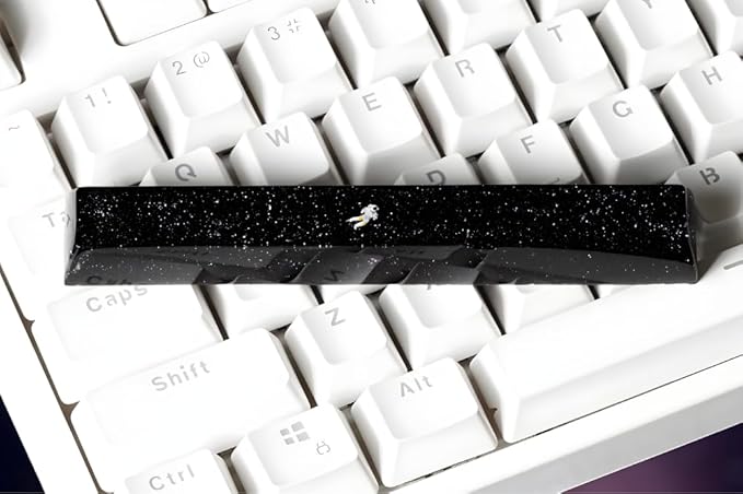 Astronaut Artisan Spacebar Keycap SA Profile Custom Space Explorer Spacebars 6.25U Keycaps Handmade Gaming Resin Key Cap Cherry MX Switch Compatible Mechanical Keyboard Space Lover Gift