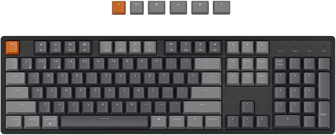 Keychron K10 RGB Full Size Layout Hot-Swappable Mechanical Keyboard for Mac Windows, Multitasking 104-Key Bluetooth Wireless/USB Wired Gaming Keyboard with Keychron Super Red Switch Aluminum Frame