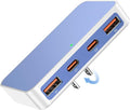 Flat USB Wall Charger 4 Ports Slim 35W USB-C/A Flodable Plug Fast Charging Block for iPhone 8/9/10/11/12/13/14/15 Multiport Power Charging Adapter for ipad and Galaxy Series S8-10 Blue