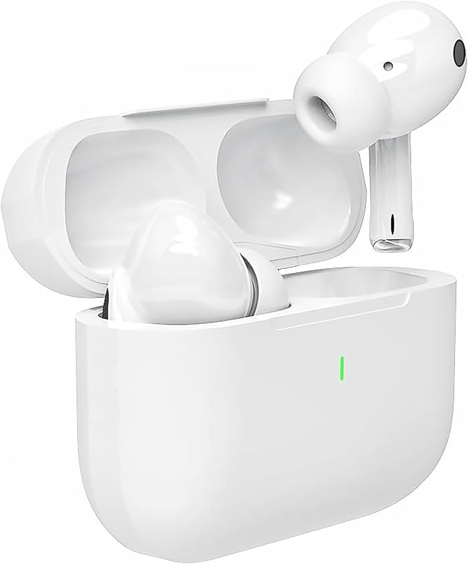 True Wireless Earbuds Bluetooth 5.3 Mic Noise Cancelling IPX7 Waterproof Hi-Fi Stereo Sound Long Battery 42H Playtime Auto Pairing for iPhone Headphones pro,White