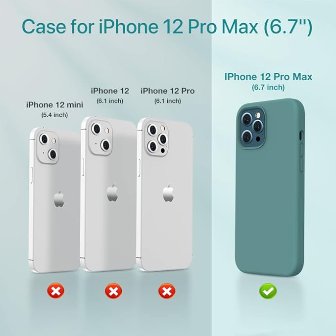 Miracase Compatible with iPhone 12 Pro Max Case, [Soft Anti-Scratch Microfiber Lining], Liquid Silicone Case Gel Rubber Shockproof Drop Protection Phone Case for 12 Pro Max, Midnight Green