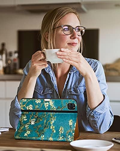 DTTO Case for iPad Pro 11 Inch 4th / 3rd / 2nd / 1st Generation 2022/2021/2020/2018,Premium PU Leather Folio Stand Cover with Hand Strap, Auto Wake/Sleep,Multiple Viewing Angles, Blossom