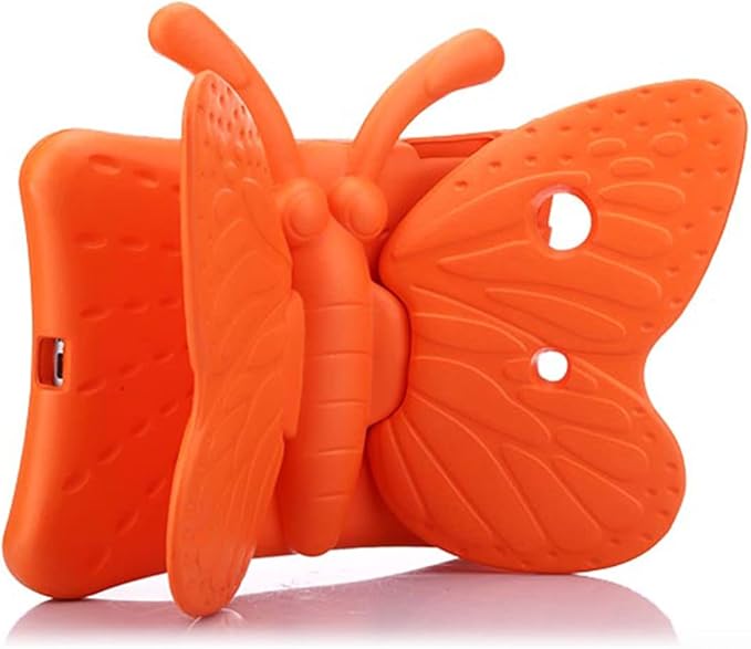 Kids Case for Apple iPad Mini 5/Mini 4/Mini 3/Mini 2/Mini 1 with kickstand Soft EVA Foam Lightweight Shockproof Stand Cover for iPad Mini 5th/4th/3rd/2nd/1st Generation 7.9", Orange Butterfly