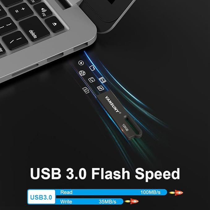 Vansuny 128GB Flash Drive Metal Waterproof USB Drive USB 3.0 Ultra High Speed Memory Stick, Portable Thumb Drive for PC/Tablets/Mac/Laptop