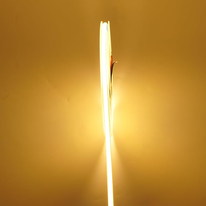 5mm COB LED Strip,12V 400LEDs/m RA>90 High CRI LED Tape Light,Multiple color options, Cuttable Flexible,16.4FT 2000LEDs IP30 COB LED Light for Indoor House Kitchen Room Decor (Yellow)