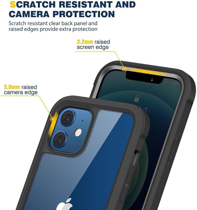 Diaclara Designed for iPhone 12/12 Pro Case, Full Body Rugged with Built-in Touch Sensitive Anti-Scratch Privacy Screen Protector, Soft TPU Bumper Case for iPhone 12/12 Pro 6.1" (Black)